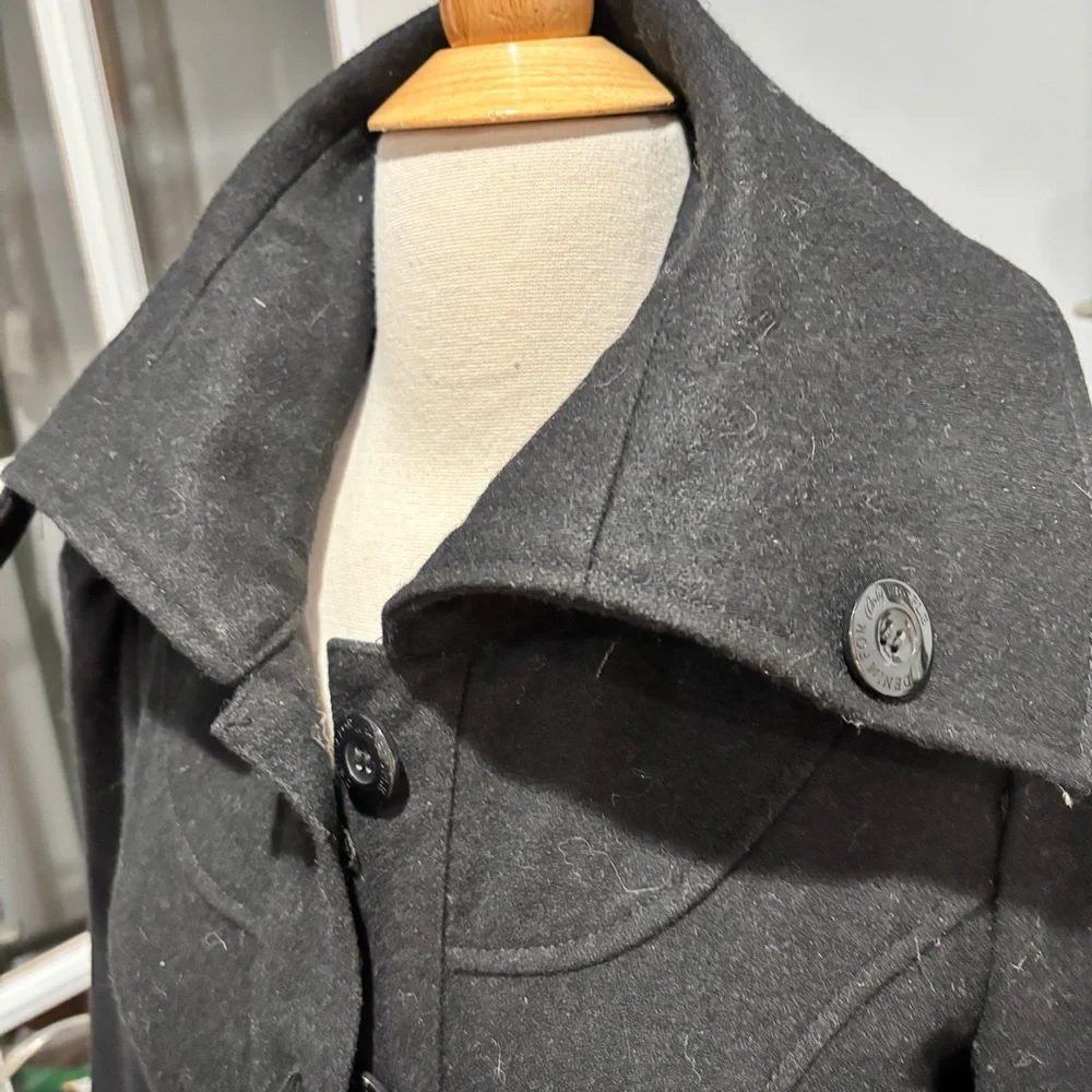 Anthropologie Black A-Line Wool Coat